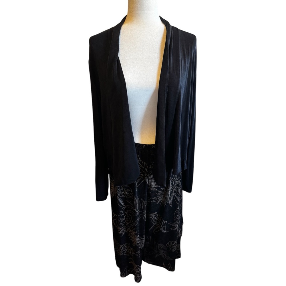 2pc Chico's Travelers Outfit Open Front Cardigan Patterned Crop Pants‎ 3 XL 16